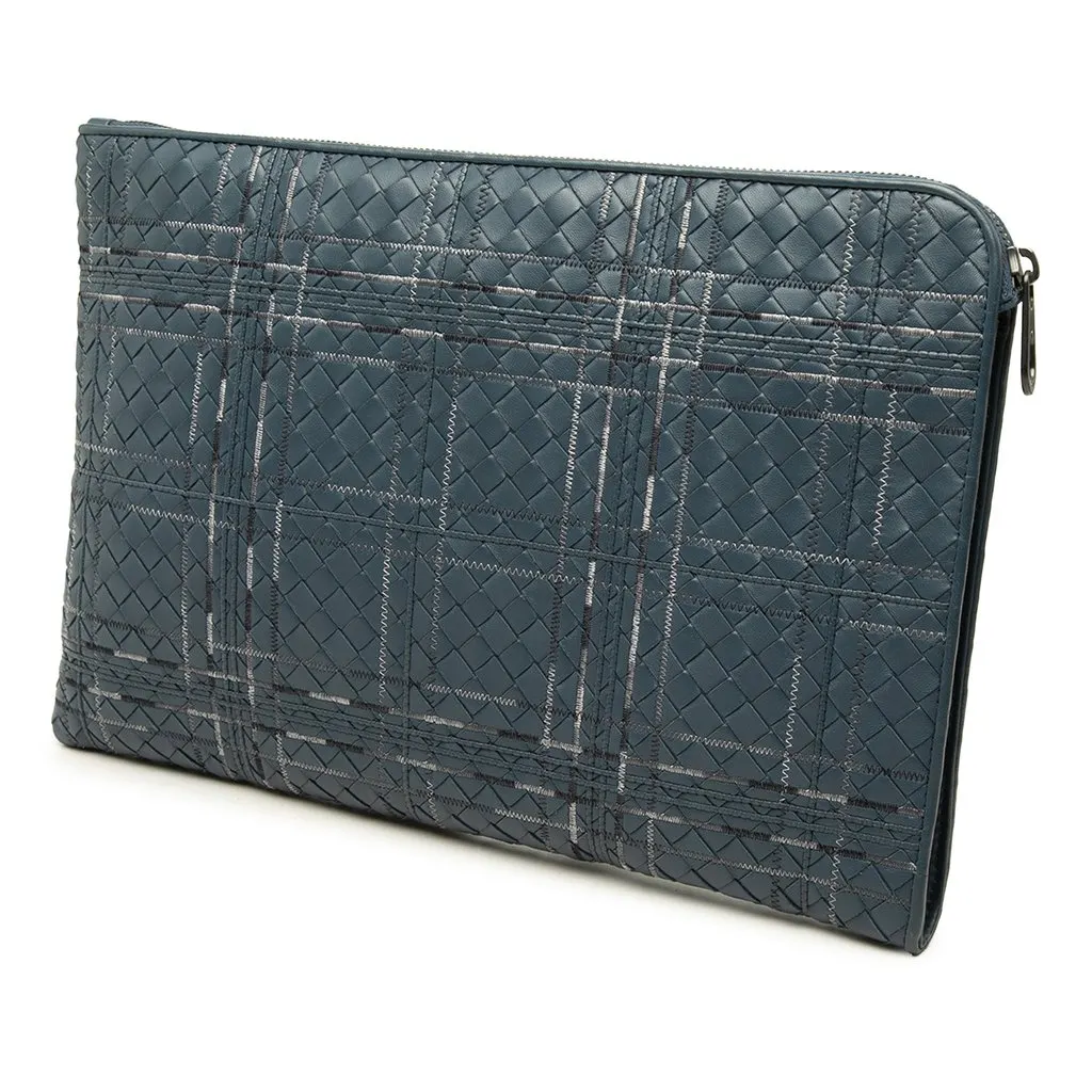 Bottega Veneta Nappa Intrecciato Metropolis Document Case Blue Leather Very good - Back View