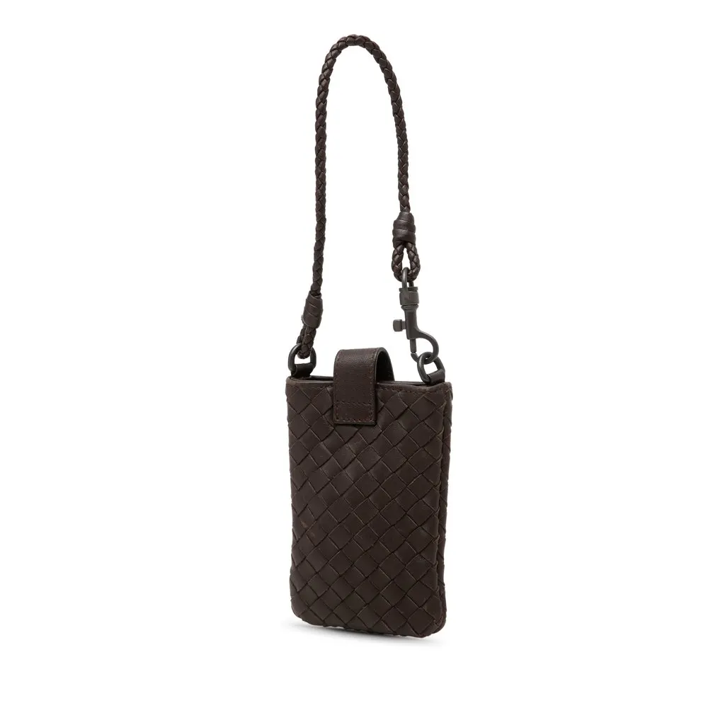 Bottega Veneta Nappa Intrecciato Phone Holder Brown Leather Very good - Back View
