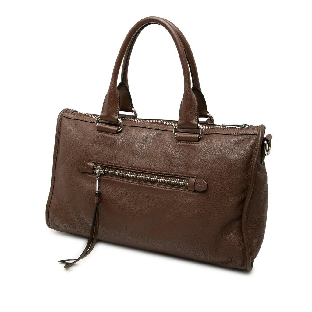 Prada Vitello Phenix Zip Top Satchel Brown Leather Very good - Back View