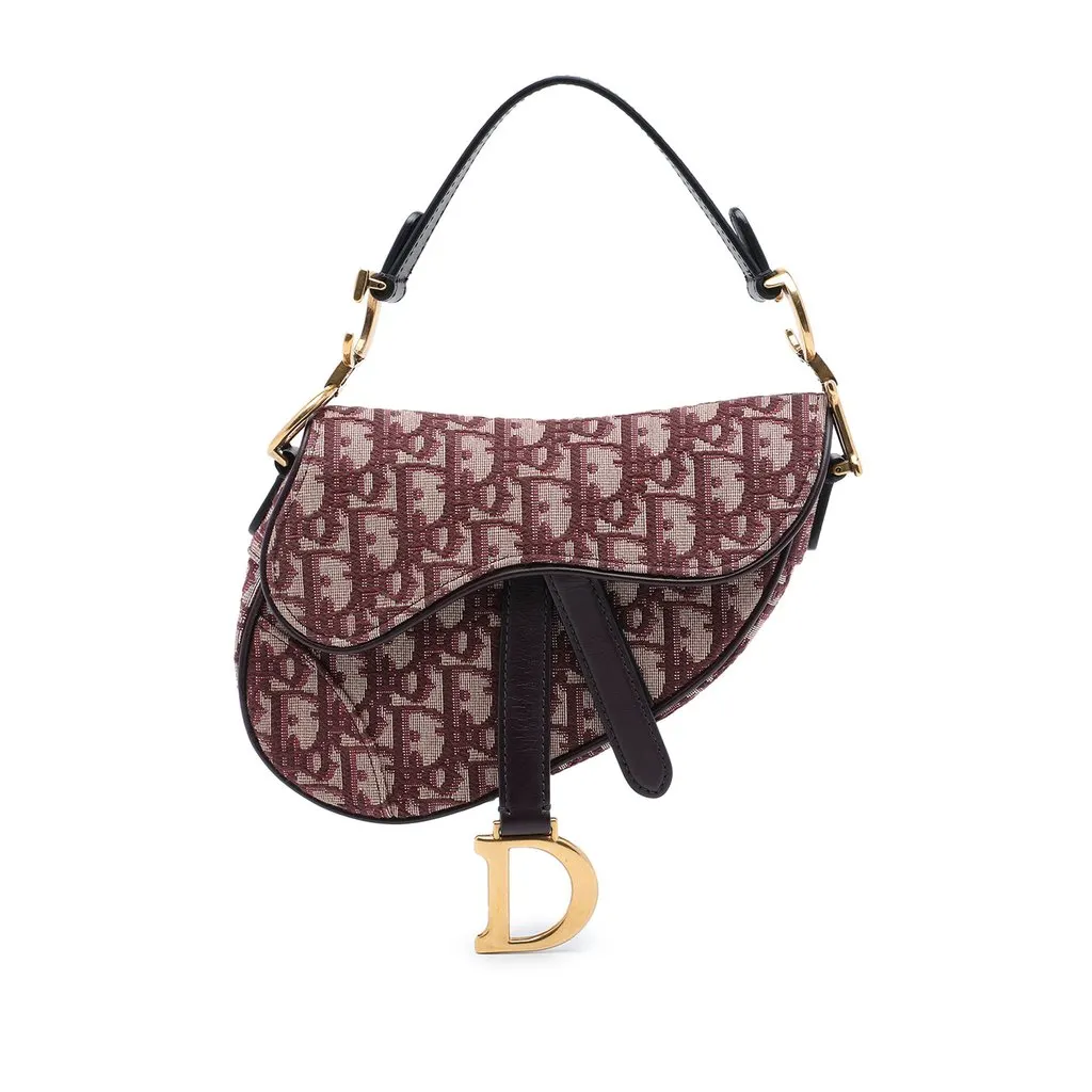 Dior Mini Oblique Canvas Saddle Bag Red Very good - Front View