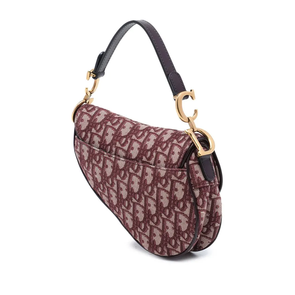 Dior Mini Oblique Canvas Saddle Bag Red Very good - Back View