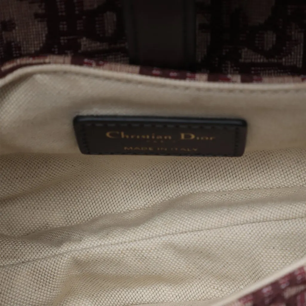 Dior Mini Oblique Canvas Saddle Bag Red Very good - Model View