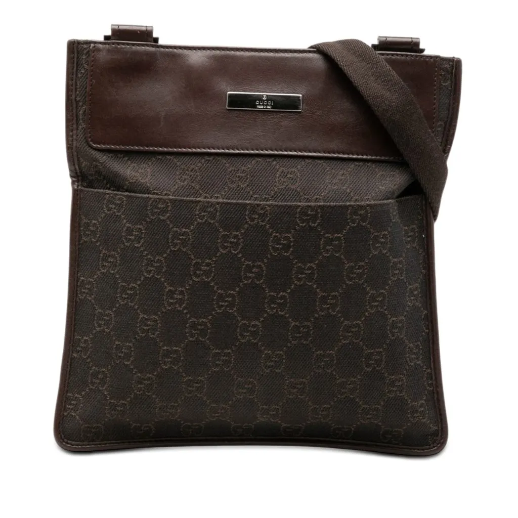 Gucci GG Denim Crossbody Brown Very good - Front View