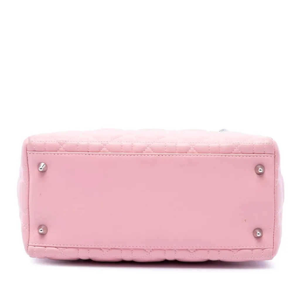 Dior Medium Lambskin Cannage Lady Dior Pink Leather Very good - Inside View