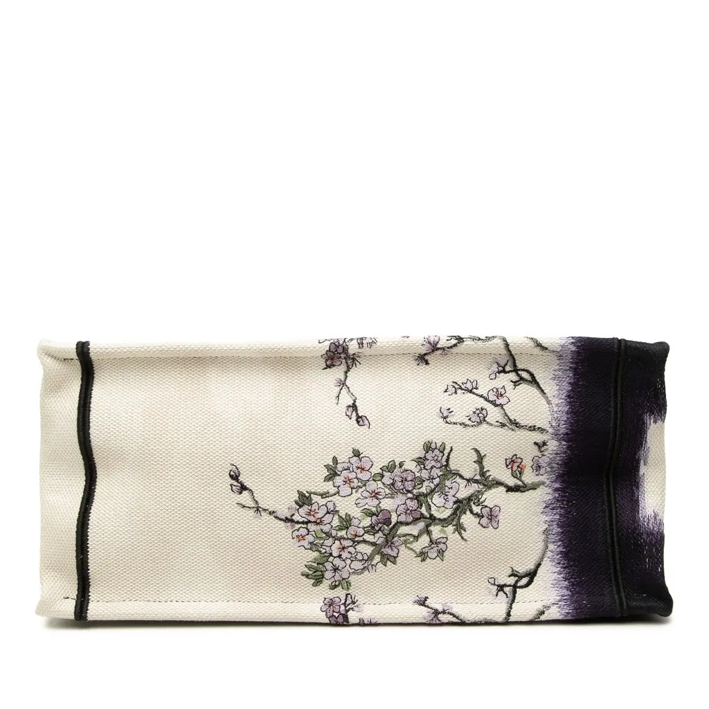 Dior Medium Canvas Floral Embroidered Book Tote White Very good - Inside View