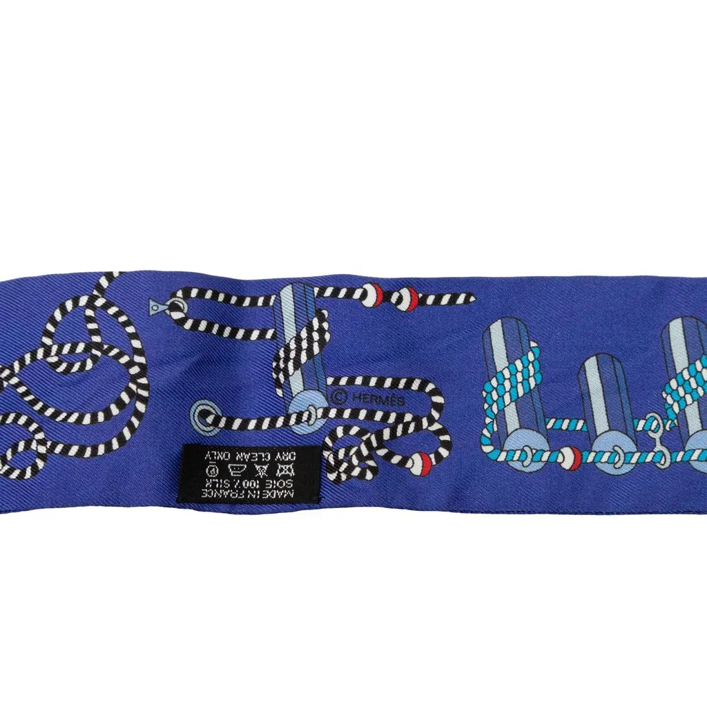 Hermès Cordages Silk Twilly Scarf Blue Very good - Inside View
