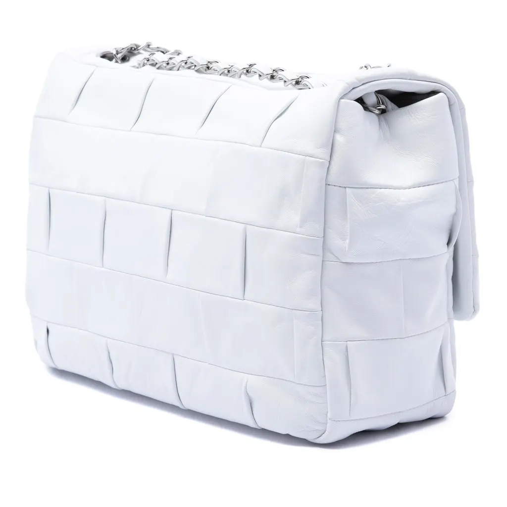 Chanel Jumbo Lambskin Patchwork Reissue 2.55 Igloo Flap White Leather Very good - Back View