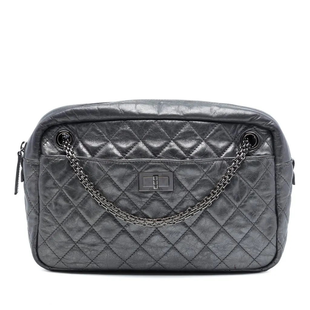 Chanel Medium Metallic Quilted Calfskin Reissue 2.55 Camera Bag MultiColor Leather Very good - Front View