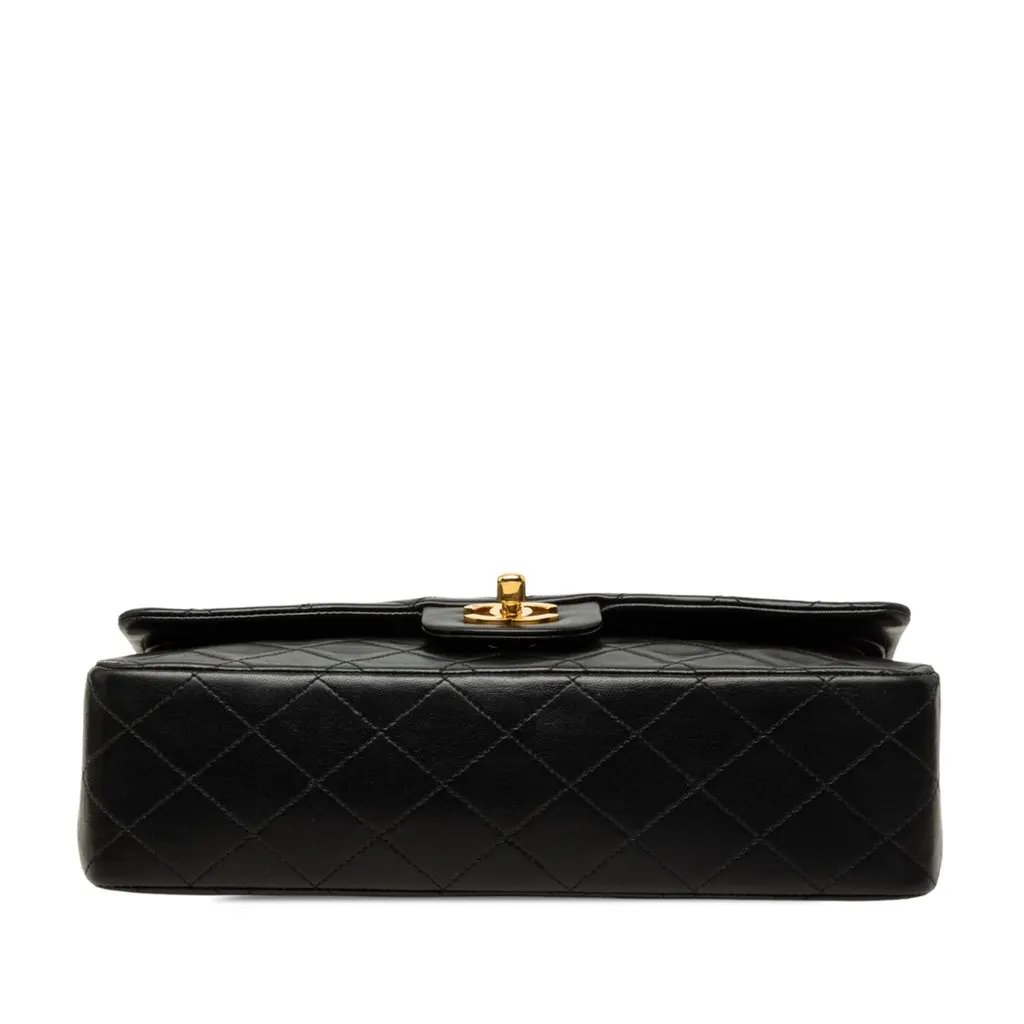 Chanel Medium Classic Lambskin Double Flap Black Leather Good - Inside View