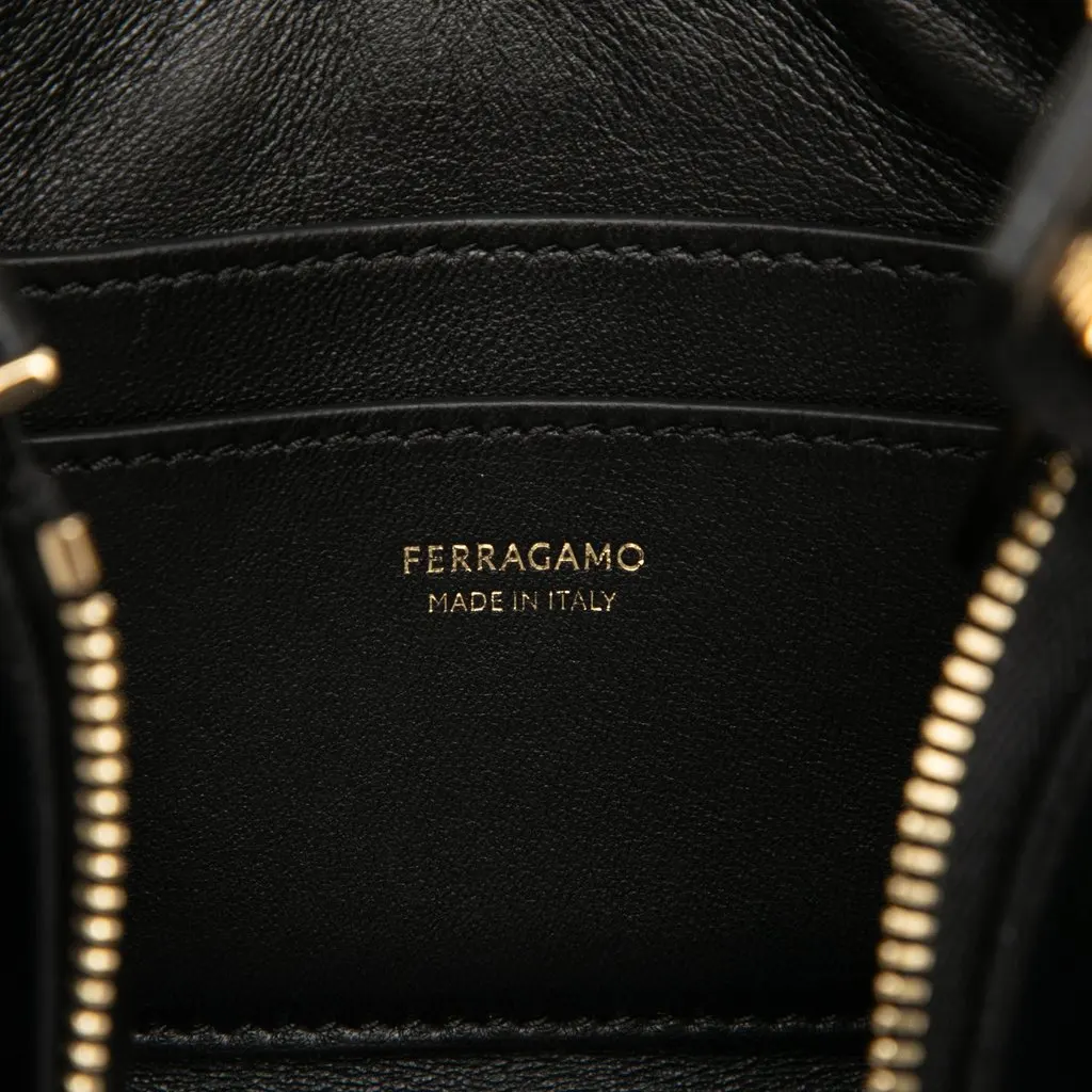 Ferragamo Mini Leather Vara Bow Chain Crossbody Black Leather Very good - Box View