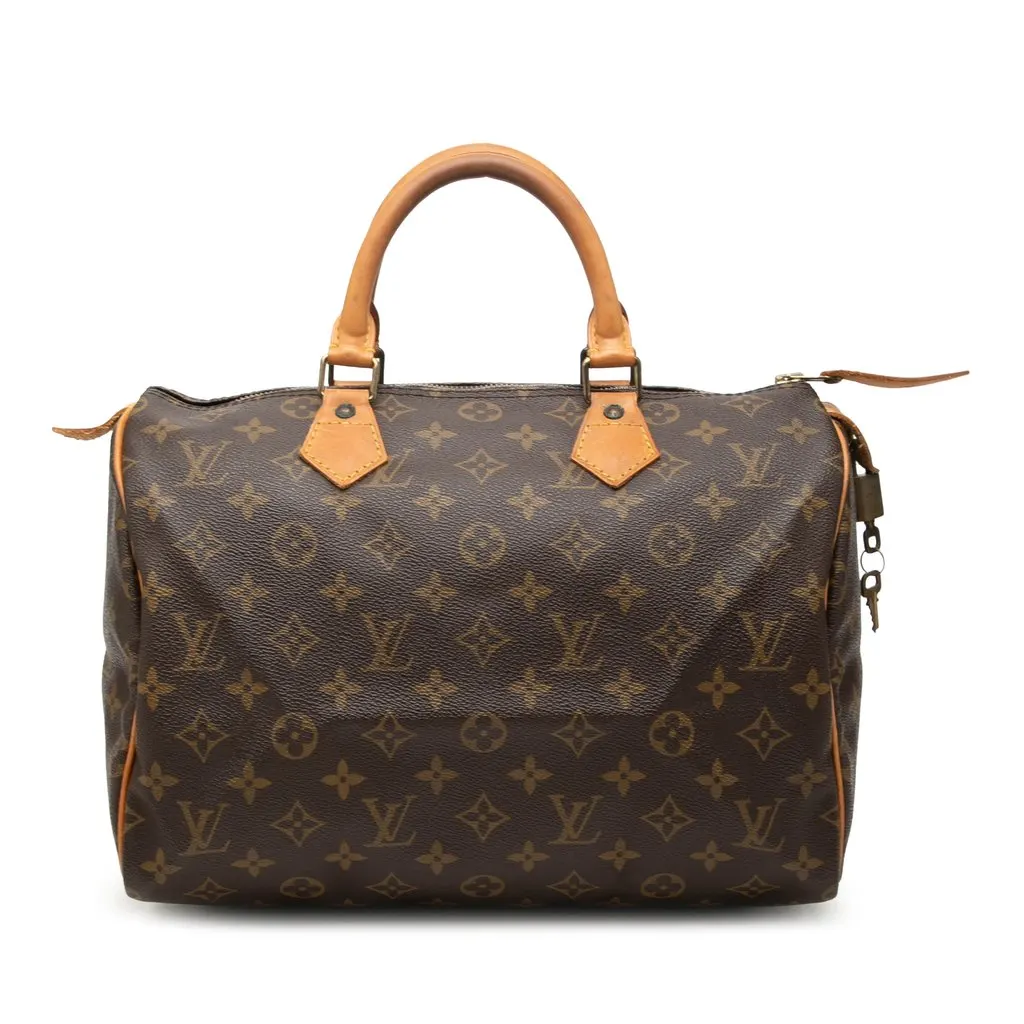 Louis Vuitton Monogram Speedy 30 Brown Canvas Good - Front View