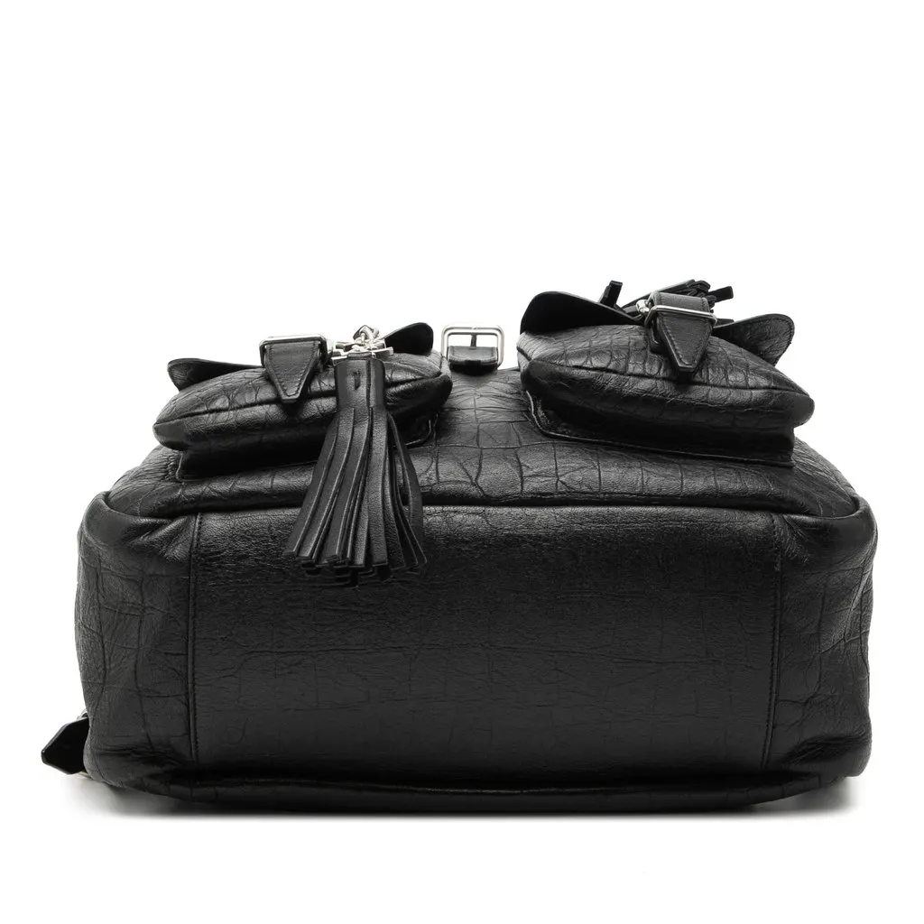 Saint Laurent Croc Embossed Leather Festival Backpack Black Leather Very good - Inside View
