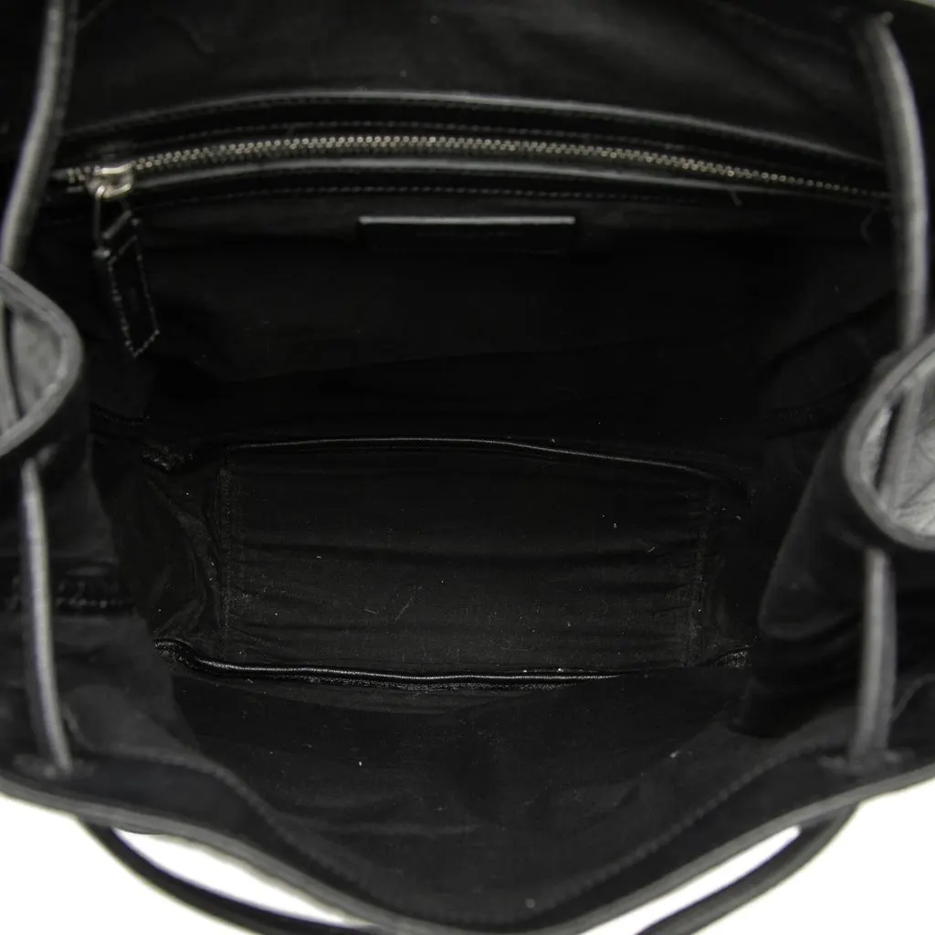 Saint Laurent Croc Embossed Leather Festival Backpack Black Leather Very good - Model View