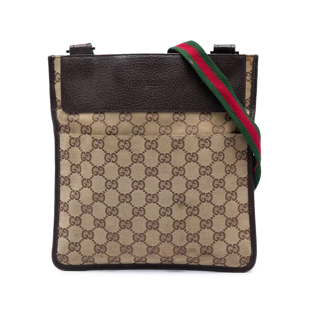 Gucci GG Canvas Web Crossbody Beige Very good - Front View