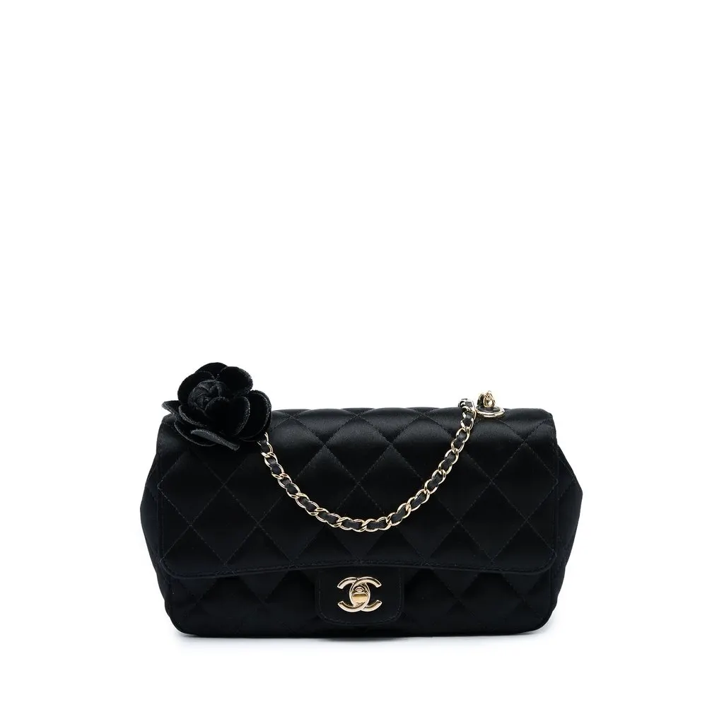 Chanel Mini CC Quilted Satin Camellia Flap