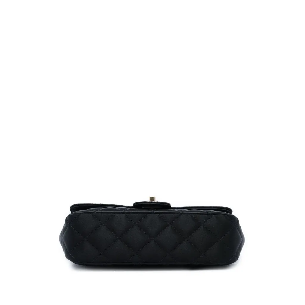 Chanel Mini CC Quilted Satin Camellia Flap Black Satin Very good - Inside View