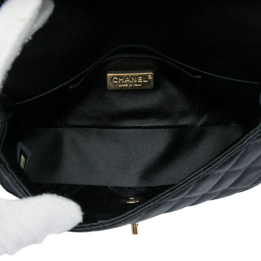 Chanel Mini CC Quilted Satin Camellia Flap Black Satin Very good - Model View