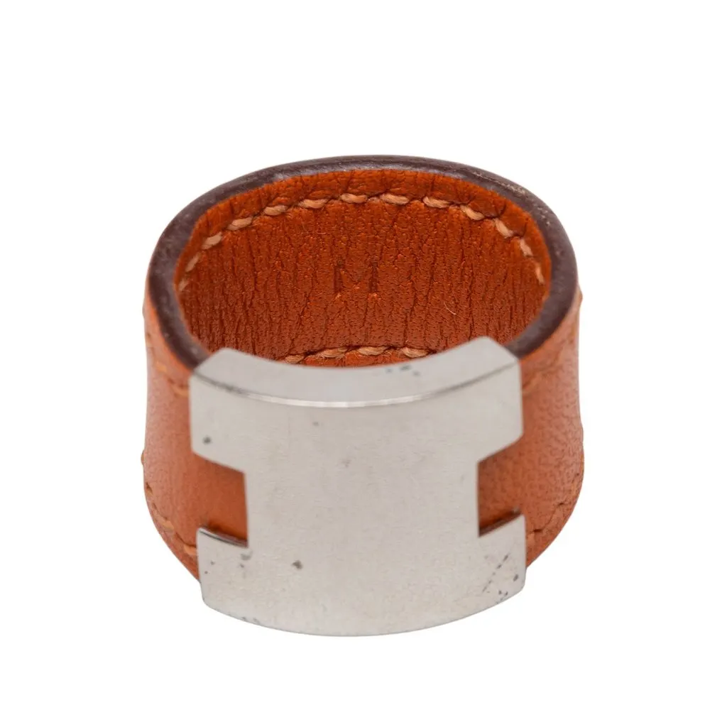 Hermès Swift and Palladium Plated Lurie Ring Orange Leather Good - Box View