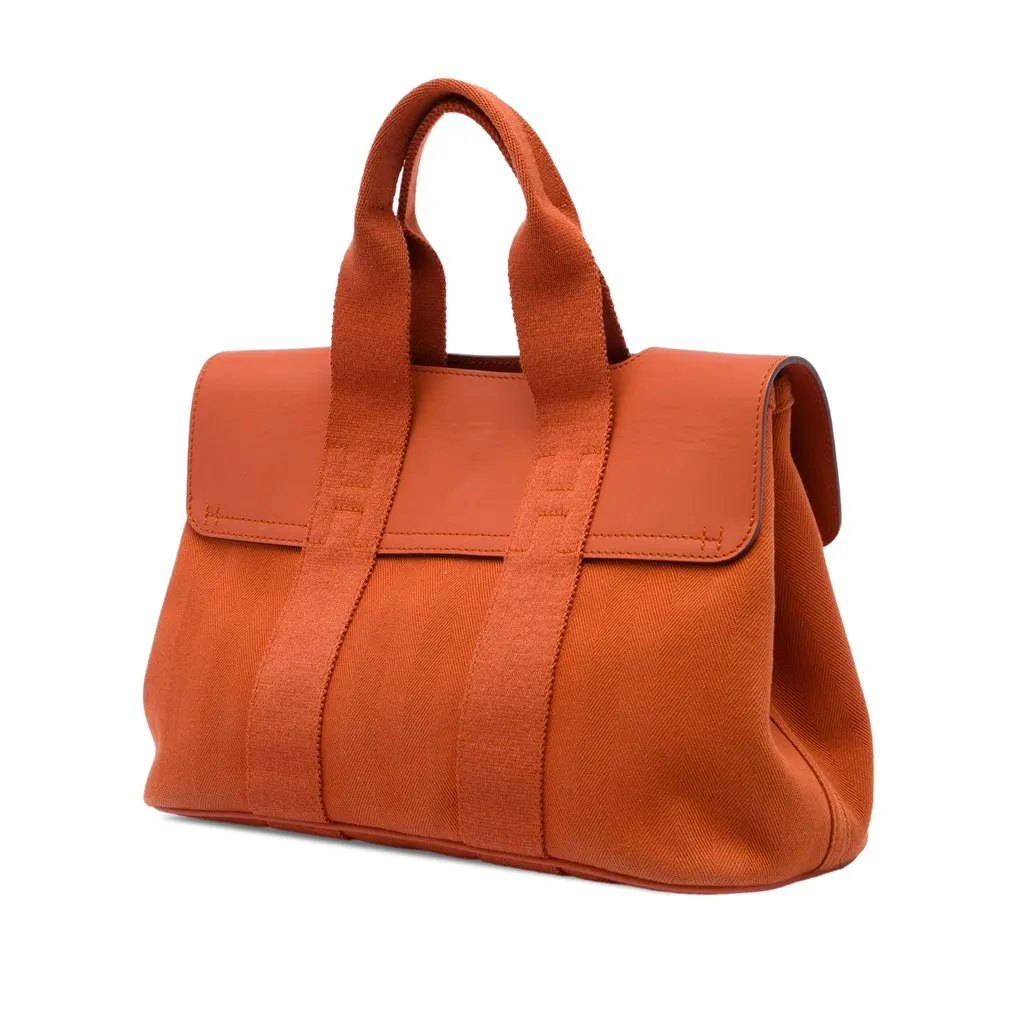 Hermès Toile and Swift Valparaiso PM Orange Canvas Very good - Back View