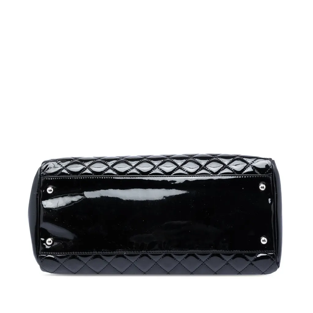 Chanel Large Quilted Patent Just Mademoiselle Bowling Bag Black Leather Very good - Inside View