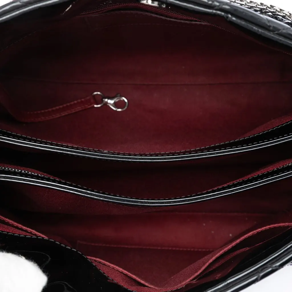 Chanel Large Quilted Patent Just Mademoiselle Bowling Bag Black Leather Very good - Model View