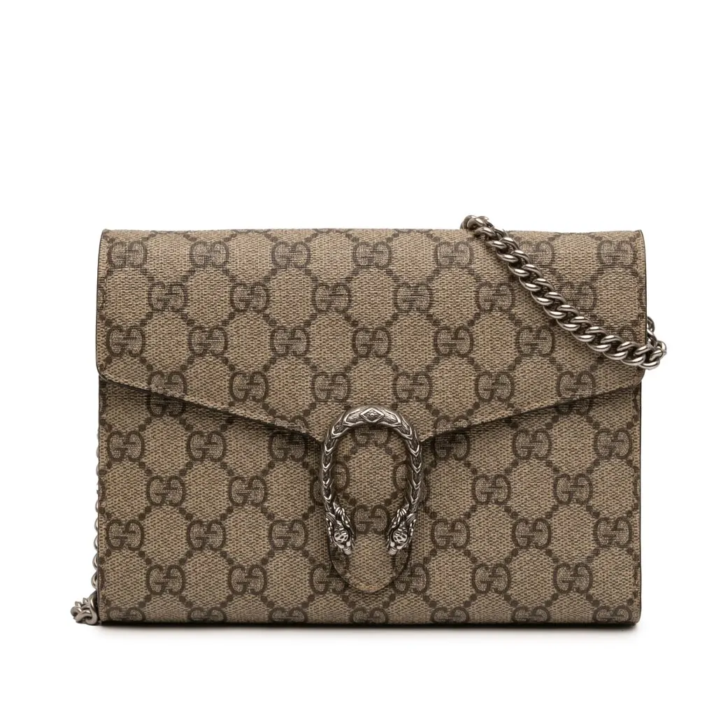 Gucci GG Supreme Dionysus Wallet on Chain Beige Canvas Good - Front View