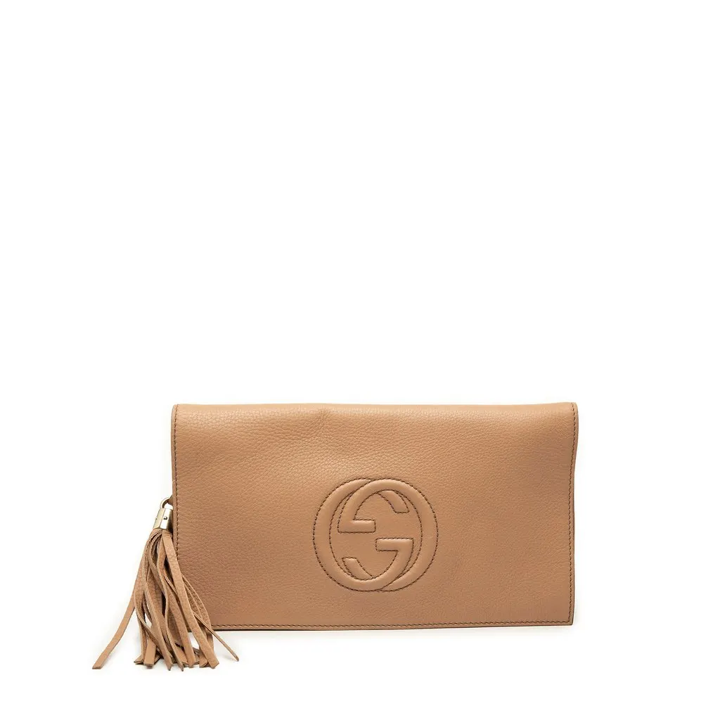 Gucci Calfskin Soho Disco Clutch Brown Leather Very good - Front View