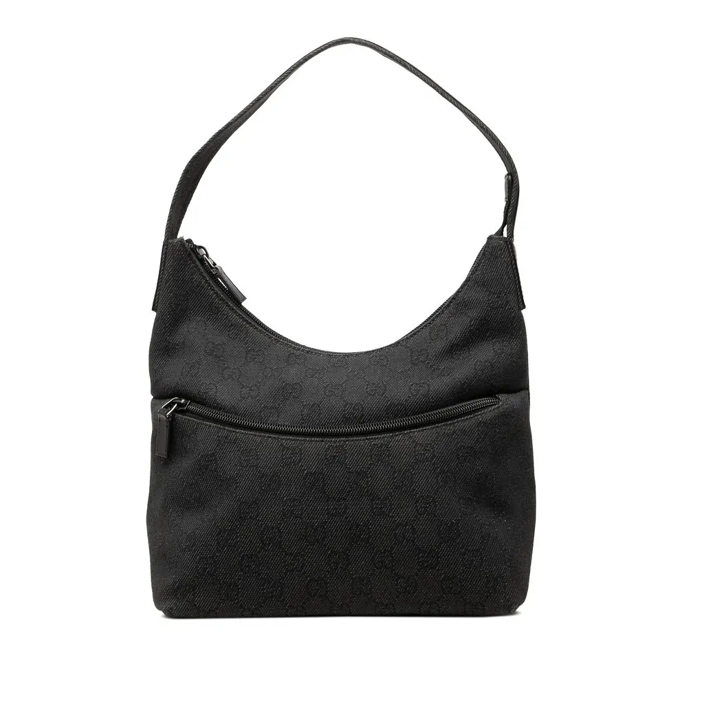 Gucci GG Denim Shoulder Bag Black Very good - Front View