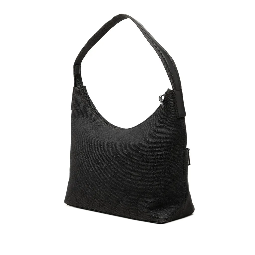Gucci GG Denim Shoulder Bag Black Very good - Back View