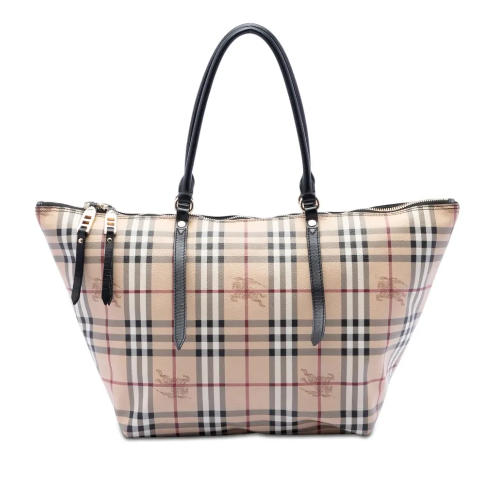 Burberry Medium Haymarket Check Coated Canvas Salisbury Tote Beige Very good - Front View
