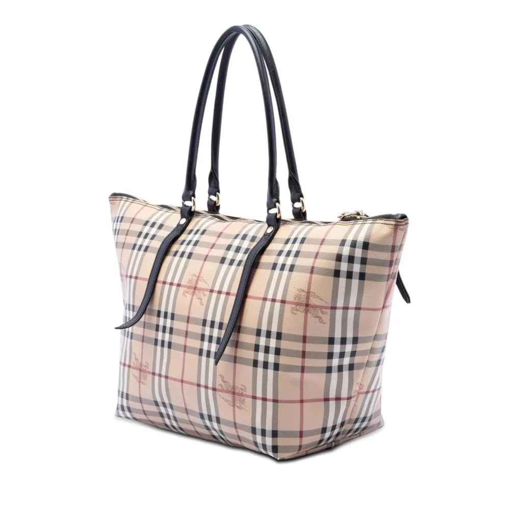 Burberry Medium Haymarket Check Coated Canvas Salisbury Tote Beige Very good - Back View