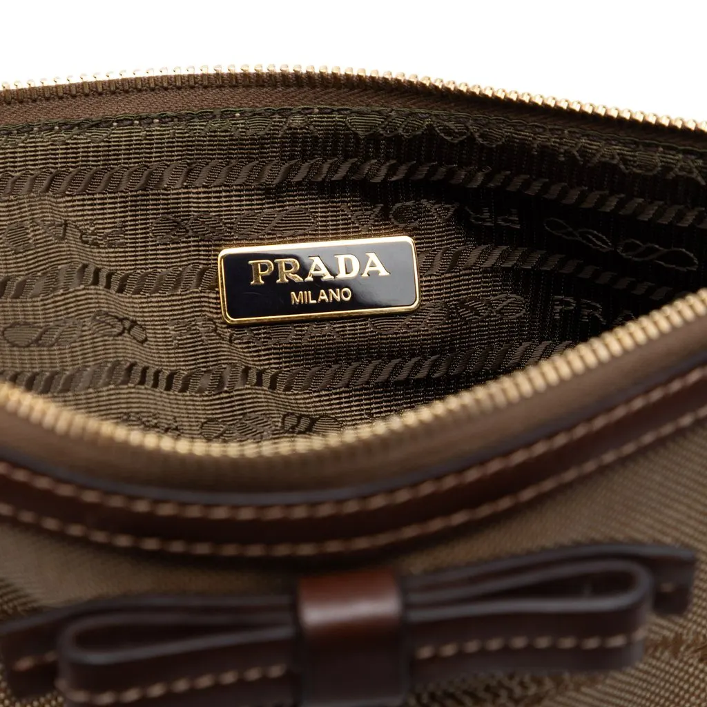 Prada Canvas Canapa Logo Bow Shoulder Bag Beige Very good - Box View