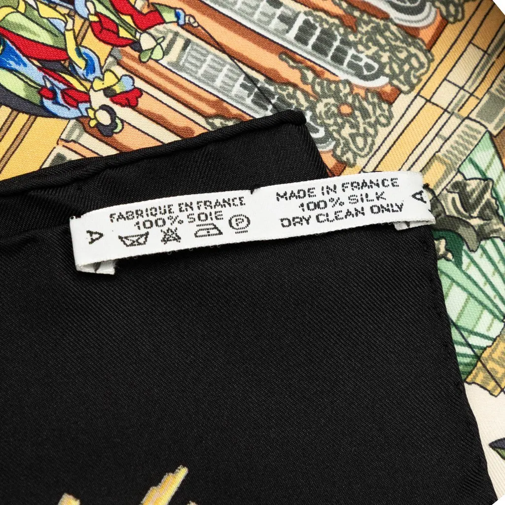 Hermès Sanssoucy Silk Scarf 90 Black Never worn - Back View