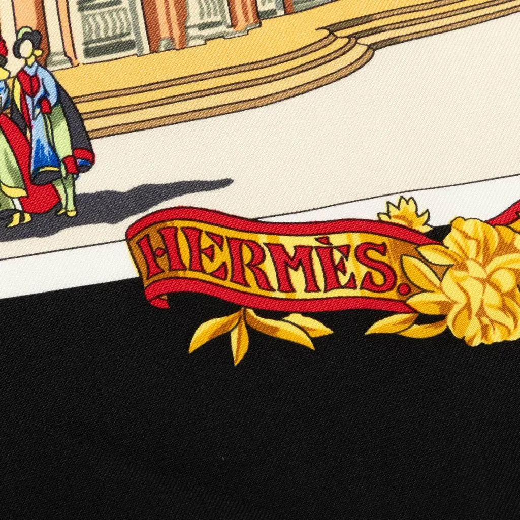 Hermès Sanssoucy Silk Scarf 90 Black Never worn - Box View