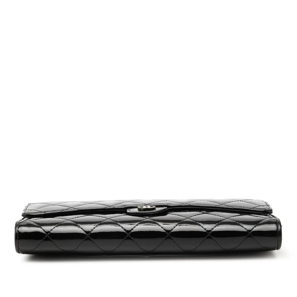 Chanel CC Quilted Patent Classic Flap Long Wallet Black Leather Very good - Inside View
