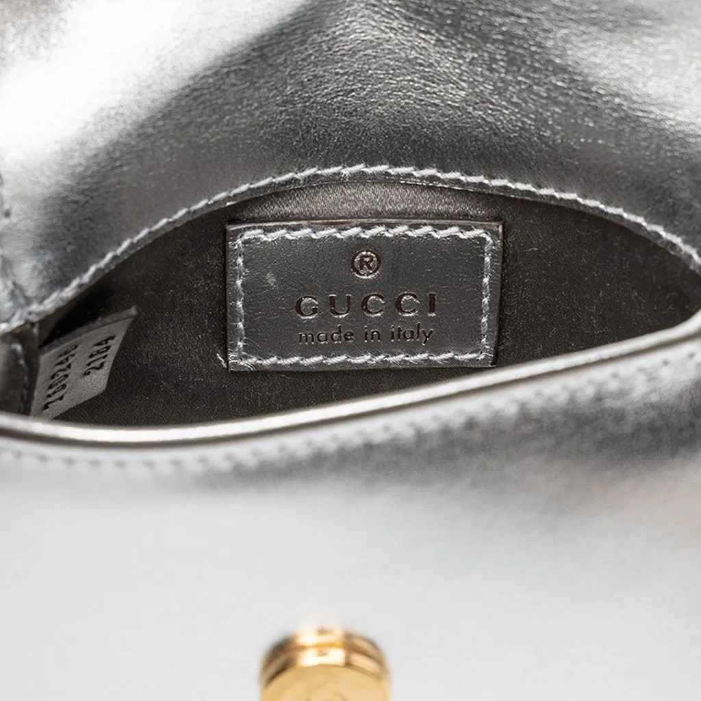 Gucci Nano Metallic Calfskin 1947 Bamboo Top Handle Bag Silver Leather Good - Box View
