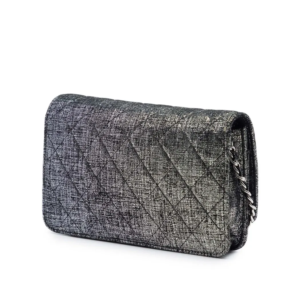 Chanel CC Quilted Metallic Fabric Wallet On Chain MultiColor Very good - Back View