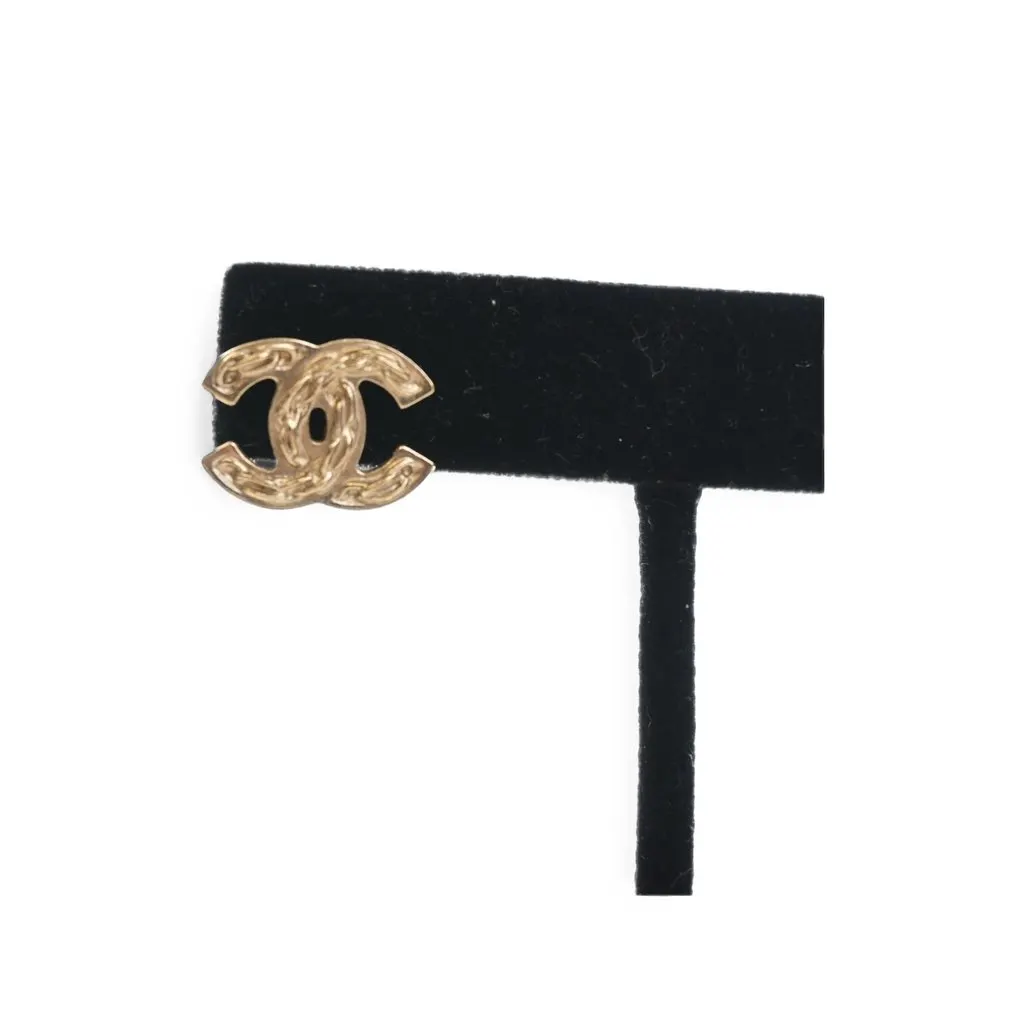 Chanel CC Gold Plated Push Back Earrings Gold Metal Very good - Back View