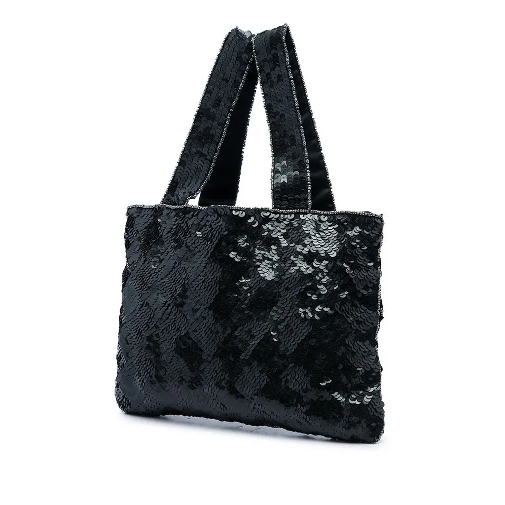Chanel Mini Sequins Trompe L oeil Evening Tote Black Very good - Back View