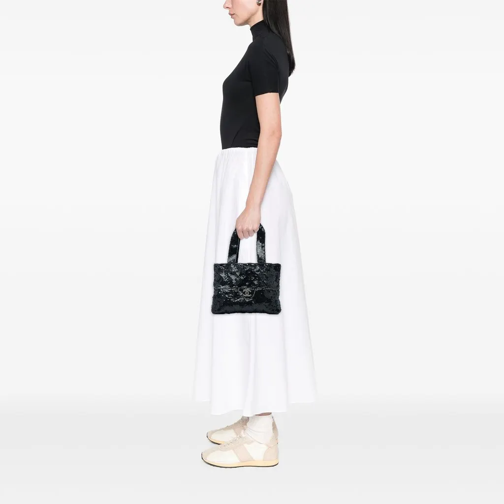 Chanel Mini Sequins Trompe L oeil Evening Tote Black Very good - Box View