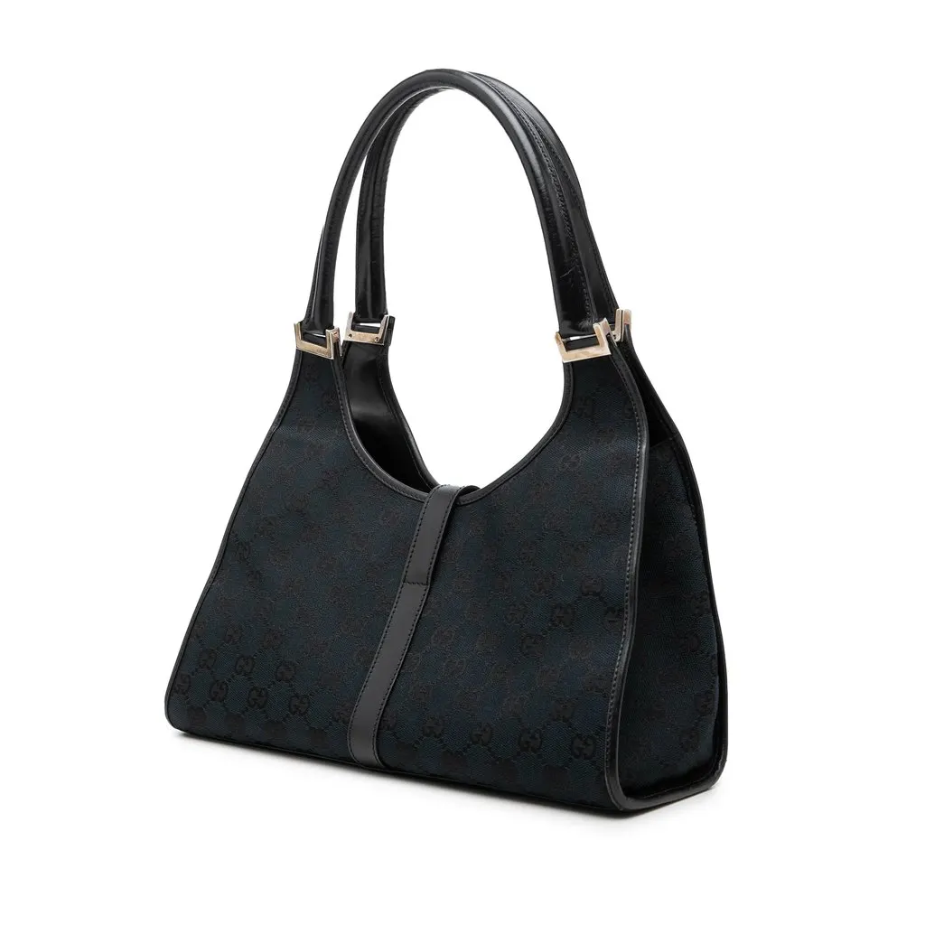 Gucci GG Canvas Jackie Bardot Shoulder Bag Blue Very good - Back View