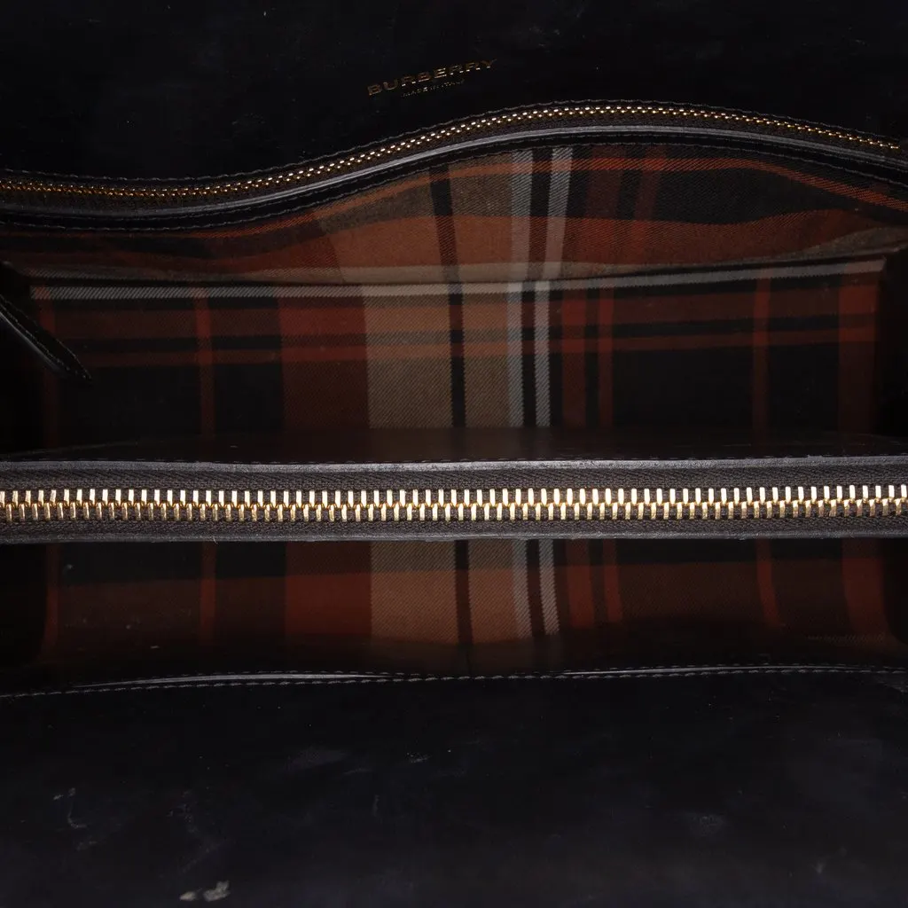 Burberry Small Wool Tartan Title Satchel Green Wool Good - Model View