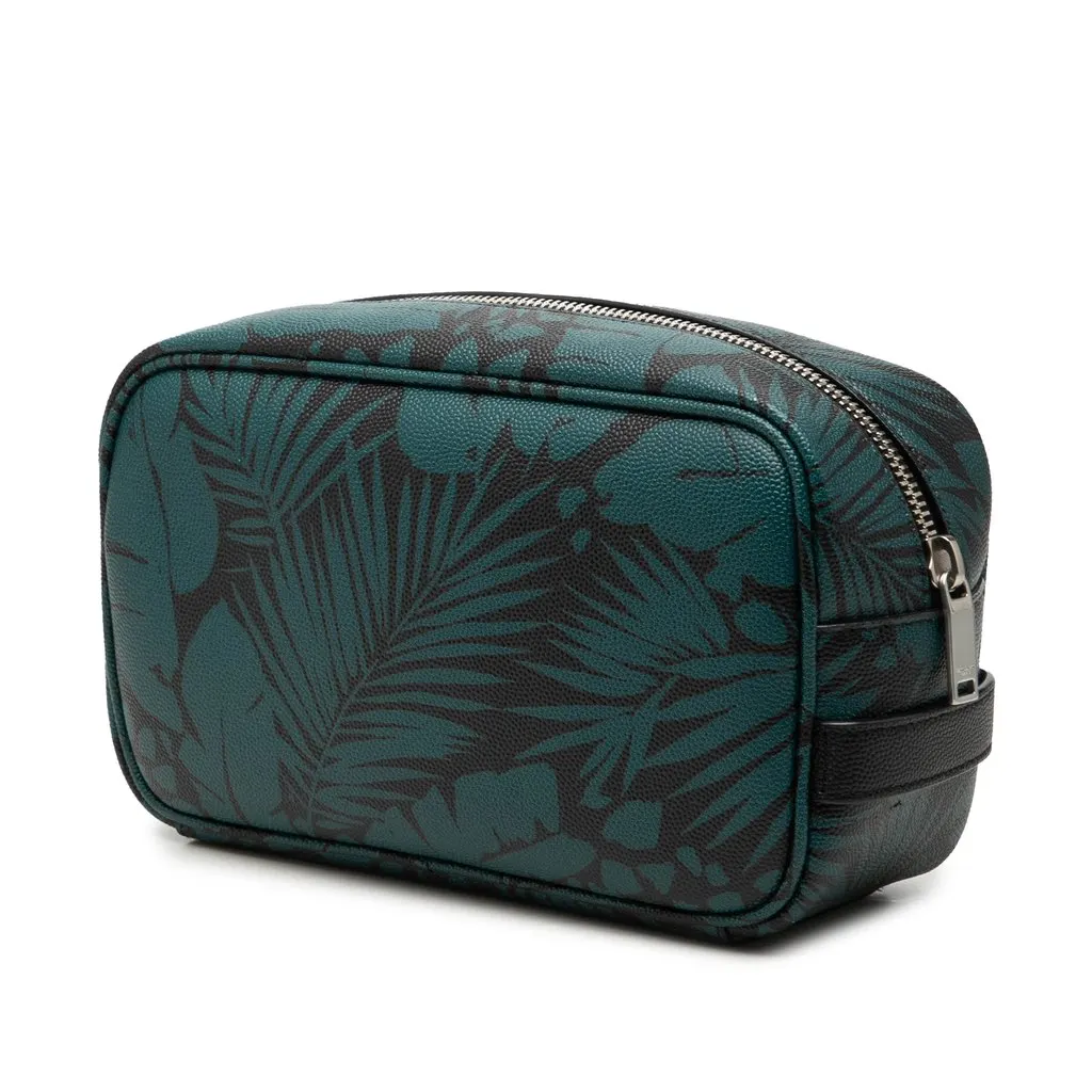 Saint Laurent Grain De Poudre Tropical Palm Pouch Blue Leather Very good - Back View