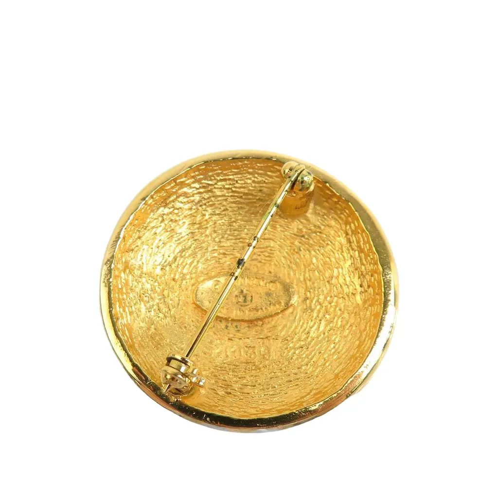 Chanel CC Gold Plated Round Pin Brooch Gold Metal Very good - Back View