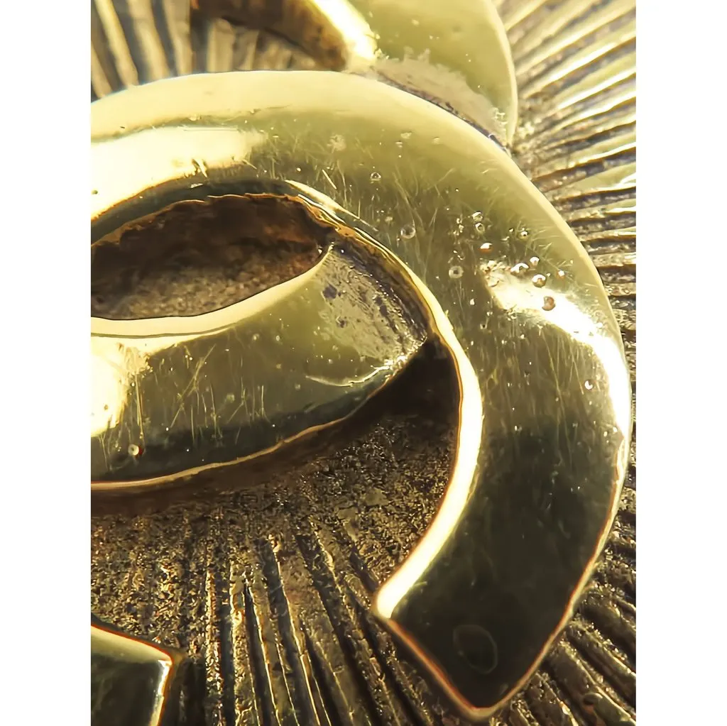 Chanel CC Gold Plated Round Pin Brooch Gold Metal Very good - Model View