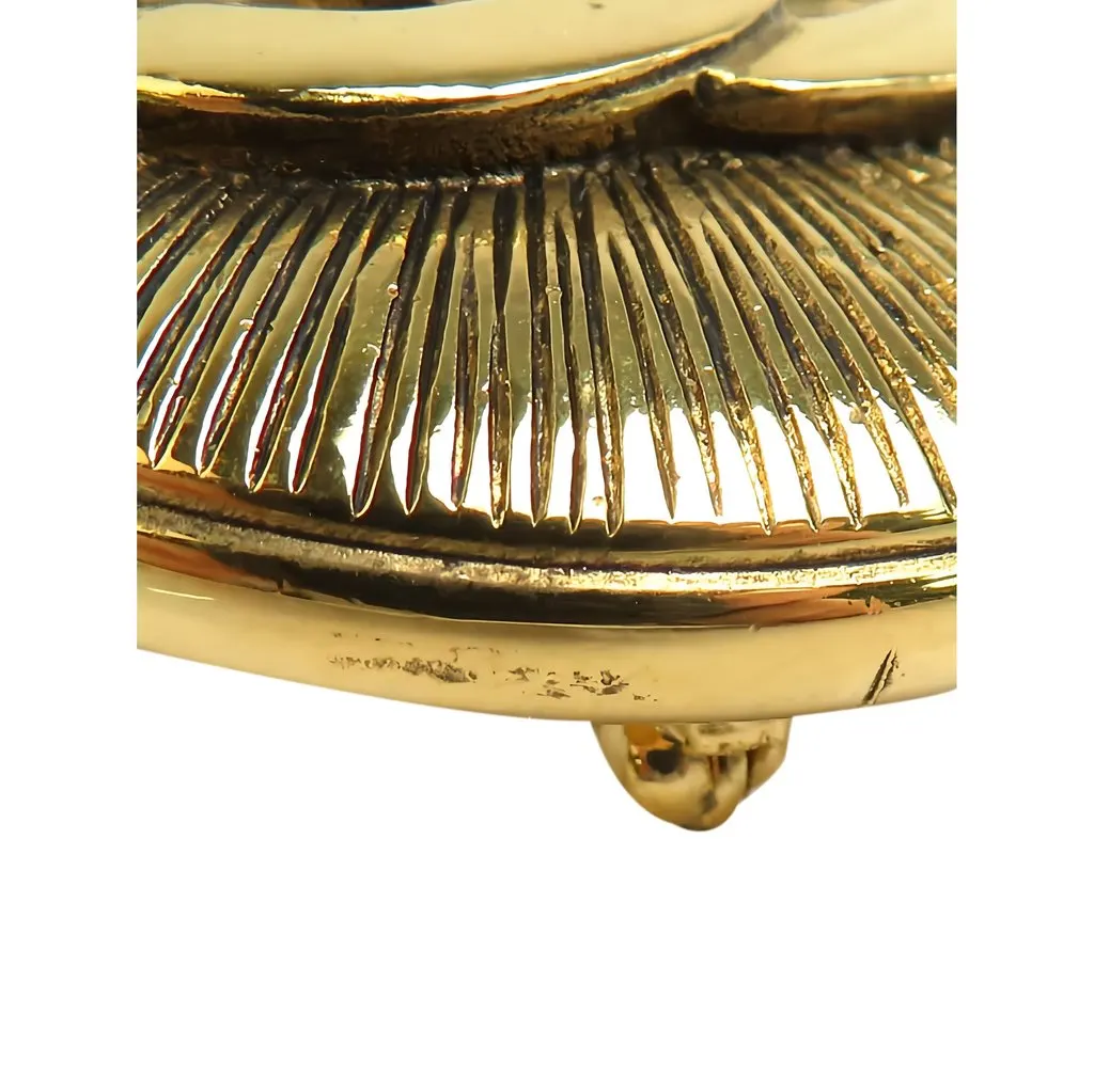 Chanel CC Gold Plated Round Pin Brooch Gold Metal Very good - Box View