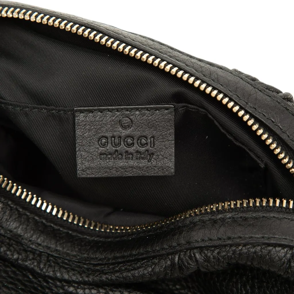 Gucci Calfskin Bamboo Cosmetic Pouch Black Leather Very good - Box View