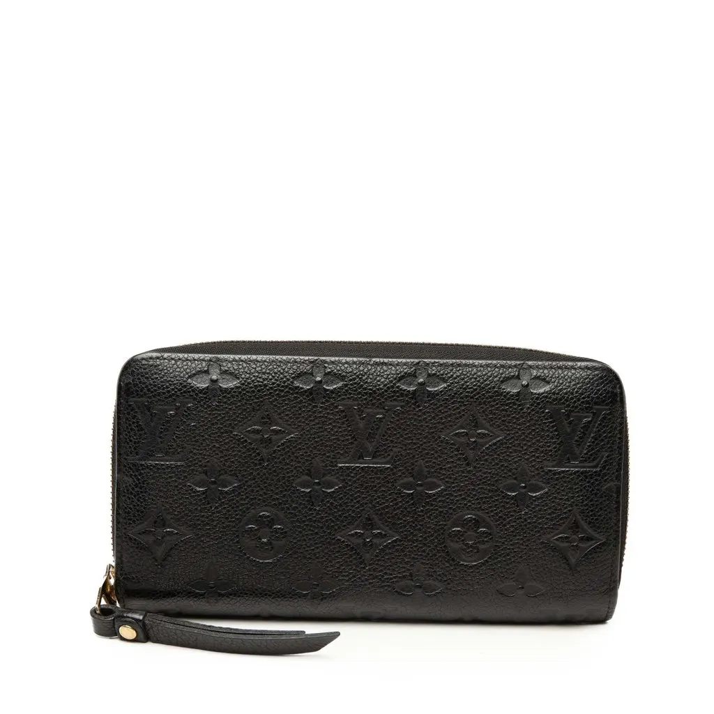 Louis Vuitton Monogram Empreinte Zippy Long Wallet Black Leather Good - Front View