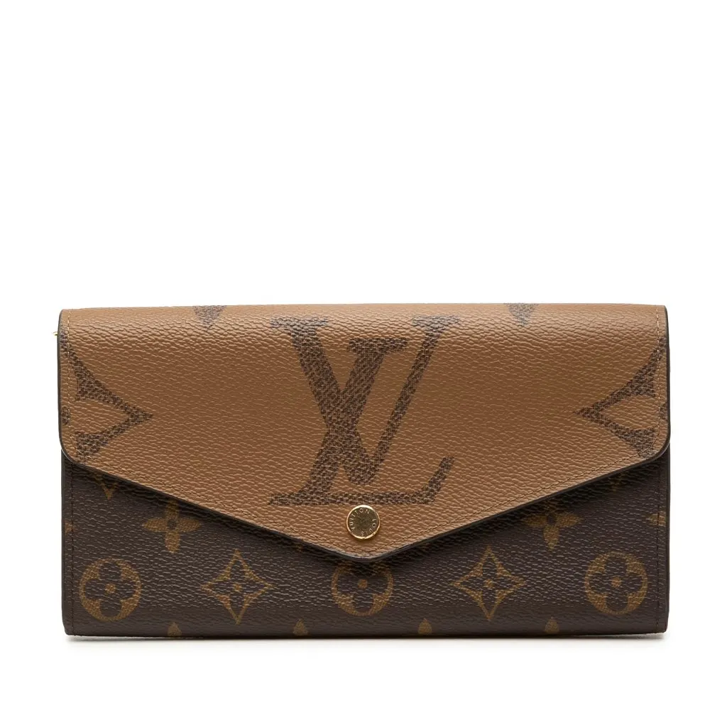 Louis Vuitton Monogram Reverse Giant Sarah Long Wallet Brown Canvas Very good - Front View