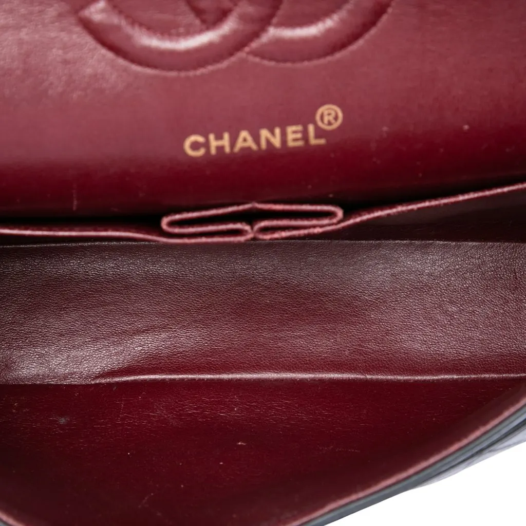 Chanel Medium Classic Lambskin Double Flap Black Leather Very good - Model View